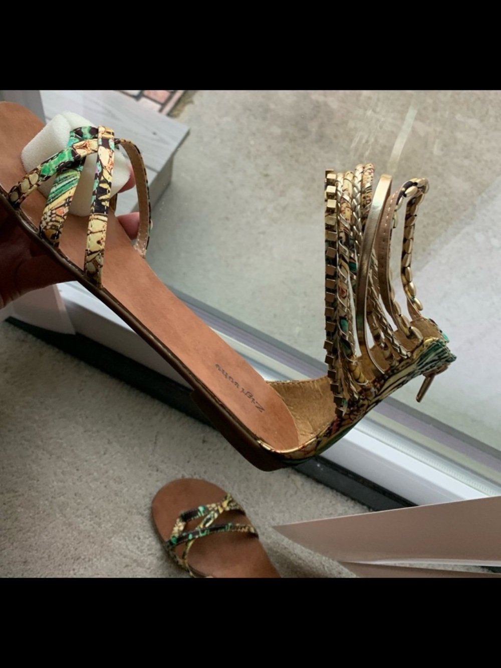Zigi Soho Green and Gold Braided Lace-Up Sandals - Picture 2 of 4